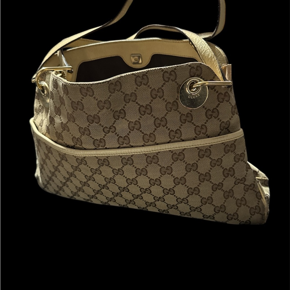 Gucci Beige Monogram Canvas Shoulder Bag